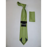 Men Stacy Adams Neck tie Hanky Set Business Formal Solid Satin S4 Lime Green - J.Valintin Men's Wear Legend - 24780