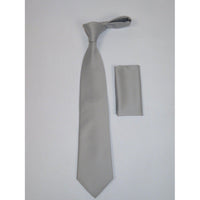 Men Stacy Adams Tie Hankie Solid Satin Silky 322 H Silver Gray - J.Valintin Men's Wear Legend - 31509