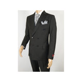 Men Suit BERLUSCONI Turkey 100% Italian Wool 180's Double Breasted #Ber23 Gray - J.Valintin Men's Wear Legend - 98629