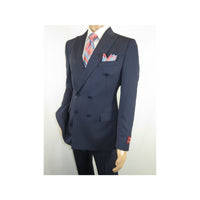 Men Suit BERLUSCONI Turkey 100% Italian Wool 180's Double Breasted #Ber32 Navy - J.Valintin Men's Wear Legend - 100983