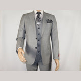 Men Suit BERLUSCONI Turkey 100% Italian Wool Super 180's 3pc Vested #Ber10 Gray - J.Valintin Men's Wear Legend - 98538