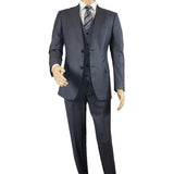 Men Suit BERLUSCONI Turkey 100% Italian Wool Super 180's 3pc Vested #Ber11 Blue - J.Valintin Men's Wear Legend - 98545