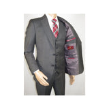 Men Suit BERLUSCONI Turkey 100% Italian Wool Super 180's 3pc Vested #Ber12 Gray - J.Valintin Men's Wear Legend - 98552