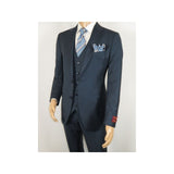 Men Suit BERLUSCONI Turkey 100% Italian Wool Super 180's 3pc Vested #Ber18 Blue - J.Valintin Men's Wear Legend - 98594