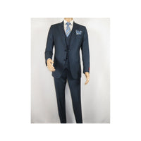 Men Suit BERLUSCONI Turkey 100% Italian Wool Super 180's 3pc Vested #Ber18 Blue - J.Valintin Men's Wear Legend - 98594