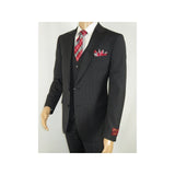 Men Suit BERLUSCONI Turkey 100% Italian Wool Super 180's 3pc Vested #Ber21 Black - J.Valintin Men's Wear Legend - 98615