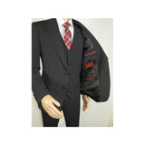 Men Suit BERLUSCONI Turkey 100% Italian Wool Super 180's 3pc Vested #Ber21 Black - J.Valintin Men's Wear Legend - 98615