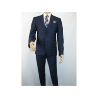 Men Suit BERLUSCONI Turkey 100% Italian Wool Super 180's 3pc Vested #Ber24 Navy - J.Valintin Men's Wear Legend - 99852