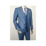 Men Suit BERLUSCONI Turkey 100% Italian Wool Super 180's 3pc Vested #Ber25 Blue - J.Valintin Men's Wear Legend - 99859