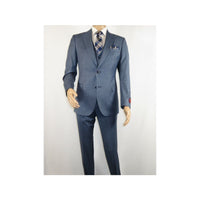 Men Suit BERLUSCONI Turkey 100% Italian Wool Super 180's 3pc Vested #Ber4 Navy - J.Valintin Men's Wear Legend - 98496