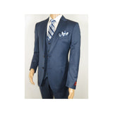 Men Suit BERLUSCONI Turkey 100% Italian Wool Super 180's 3pc Vested #Ber5 Navy - J.Valintin Men's Wear Legend - 98503