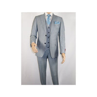 Men Suit BERLUSCONI Turkey 100% Italian Wool Super 180's 3pc Vested #Ber8 Gray - J.Valintin Men's Wear Legend - 98524