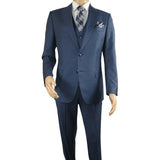 Men Suit BERLUSCONI Turkey 100% Italian Wool Super 180's Vested #Ber1 Navy Blue - J.Valintin Men's Wear Legend - 98475