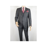 Men Suit BERLUSCONI Turkey 100% Italian Wool Super 180's Vested #Ber2 Charcoal - J.Valintin Men's Wear Legend - 98482