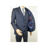 Men Suit BERLUSCONI Turkey 100% Italian Wool Super 180's Vested #Ber3 Ink Blue - J.Valintin Men's Wear Legend - 98489