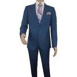 Men Suit BERLUSCONI Turkey 100% Soft Italian Wool Super 180's 2pc #Ber31 Blue - J.Valintin Men's Wear Legend - 100977