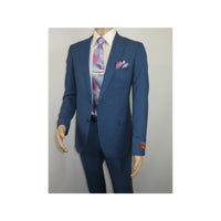 Men Suit BERLUSCONI Turkey 100% Soft Italian Wool Super 180's 2pc #Ber31 Blue - J.Valintin Men's Wear Legend - 100977