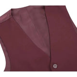 Men Suit Separate Vest V - neck Adjustable Size 5Button 201 - 8 Burgundy - J.Valintin Men's Wear Legend - 201 - 8 - Burg Vest - 36