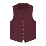 Men Suit Separate Vest V - neck Adjustable Size 5Button 201 - 8 Burgundy - J.Valintin Men's Wear Legend - 201 - 8 - Burg Vest - 36