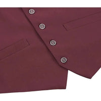 Men Suit Separate Vest V - neck Adjustable Size 5Button 201 - 8 Burgundy - J.Valintin Men's Wear Legend - 201 - 8 - Burg Vest - 36