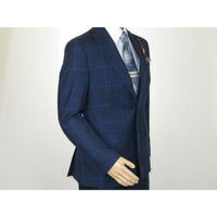 Men TALLIA Suit Wool Blend English Glen Plaid Classic 2Button VDVA2SVX0026 Blue - J.Valintin Men's Wear Legend - 16170