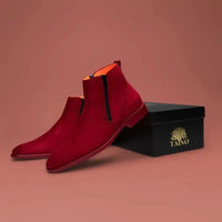 Men TAYNO Chelsea Chukka Soft Micro Suede Zip up Boot Coupe S Red - J.Valintin Men's Wear Legend - Coupe S - Red - 9