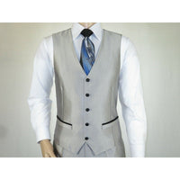 Men Tuxedo Formal Suit ROYAL DIAMOND Slim Fit 3Pc Vested shiny Satin SL82 Silver - J.Valintin Men's Wear Legend - 8150