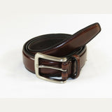 Men VALENTINI Leather Belt Stitch down Classic Pin Buckle V711 Brown New - J.Valintin Men's Wear Legend - 92197