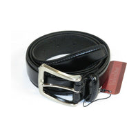 Men VALENTINI Stitched Leather Belt Classic Pin Buckle Business Dress V711 Black - J.Valintin Men's Wear Legend - 92140