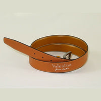 Men VALENTINI Stitched Leather Belt Classic Pin Buckle Business Dress V711 Tan - J.Valintin Men's Wear Legend - 18925