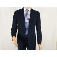 Men ZACCHI Velour Velveteen Hounds tooth Blazer Sport Coat DUANE 74521 Navy Blue - J.Valintin Men's Wear Legend - 98745