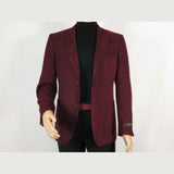 Men ZACCHI Velour Velveteen Hounds tooth Blazer Sport Coat DUANE 74526 Burgundy - J.Valintin Men's Wear Legend - 98751