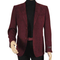 Men ZACCHI Velour Velveteen Hounds tooth Blazer Sport Coat DUANE 74526 Burgundy - J.Valintin Men's Wear Legend - 98751