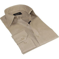 Mens 100% Cotton Shirt From Turkey Manschett by Quesste Slim Fit 4029 - 10 Tan - J.Valintin Men's Wear Legend - 96869