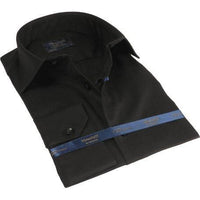 Mens 100% Cotton Shirt From Turkey Manschett by Quesste Slim Fit 4029 - 14 Black - J.Valintin Men's Wear Legend - 96874