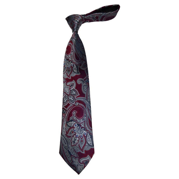 Men's 100% Silk Necktie By Bruno Piattelli Paisley Floral Fancy BP10 Wine Gray - J.Valintin Men's Wear Legend - BP10