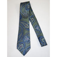 Men's 100% Silk Necktie By Bruno Piattelli Paisley Floral Fancy BP12 Blue Green - J.Valintin Men's Wear Legend - BP12