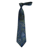 Men's 100% Silk Necktie By Bruno Piattelli Paisley Floral Fancy BP12 Blue Green - J.Valintin Men's Wear Legend - BP12