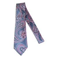 Men's 100% Silk Necktie By Bruno Piattelli Paisley Floral Fancy BP14 Pink Blue - J.Valintin Men's Wear Legend - BP14