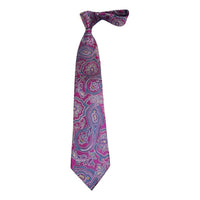 Men's 100% Silk Necktie By Bruno Piattelli Paisley Floral Fancy BP18 Pink Blue - J.Valintin Men's Wear Legend - BP18