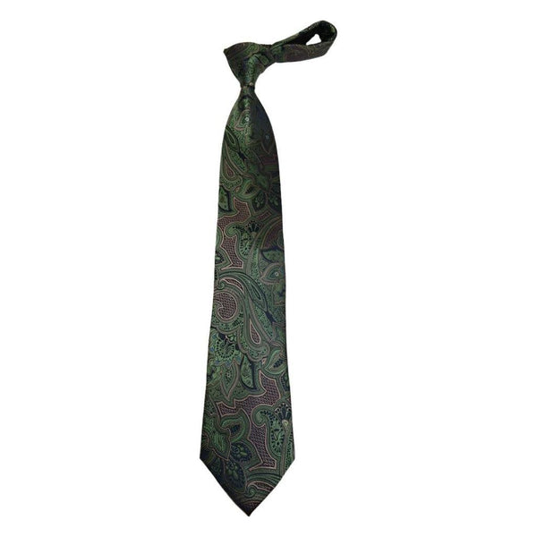 Men's 100% Silk Necktie By Bruno Piattelli Paisley Floral Fancy BP22 Green - J.Valintin Men's Wear Legend - BP22