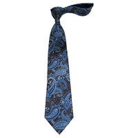 Men's 100% Silk Necktie By Bruno Piattelli Paisley Floral Fancy BP25 Gray Blue - J.Valintin Men's Wear Legend - BP25