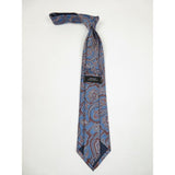 Men's 100% Silk Necktie By Bruno Piattelli Paisley Floral Fancy BP27 Blue Brown - J.Valintin Men's Wear Legend - BP27