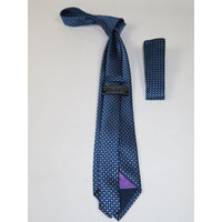 Men's 100% Silk Woven Tie Hankie Set J.Valintin Private Collection J25 Blue - J.Valintin Men's Wear Legend - 80139