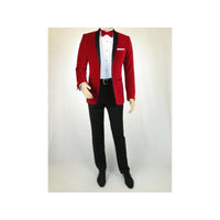 Mens Adolfo Velvet Dinner Jacket Shawl Satin Stage singer 3016J Christmas Red - J.Valintin Men's Wear Legend - 1907