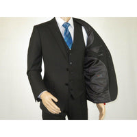 Mens Angelo Rossi 3PC vested Formal or Business Suit poly Rayon 320 Black - J.Valintin Men's Wear Legend - 1719