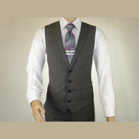 Men's Apollo King 3 piece Vested Business Suit Vested SL203 Gray Textured - J.Valintin Men's Wear Legend - 71392