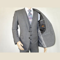 Men's Apollo King 3 piece Vested Business Suit Vested SL203 Gray Textured - J.Valintin Men's Wear Legend - 71392