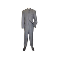 Mens Apollo King Banded Collarless suit Chinese Mandarin Wide leg AG93 Gray - J.Valintin Men's Wear Legend - 31637