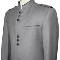 Mens Apollo King Banded Collarless suit Chinese Mandarin Wide leg AG93 Gray - J.Valintin Men's Wear Legend - 31637